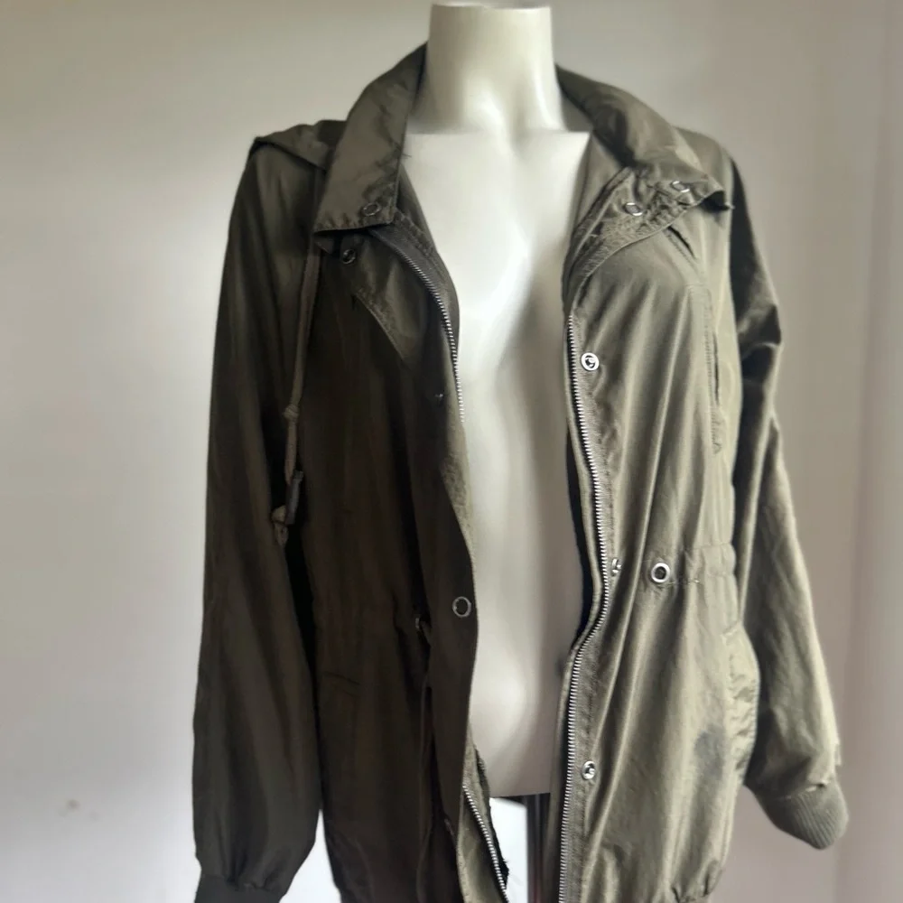 Women full tilt Olive Green Hooded Jacket windbreaker S_2